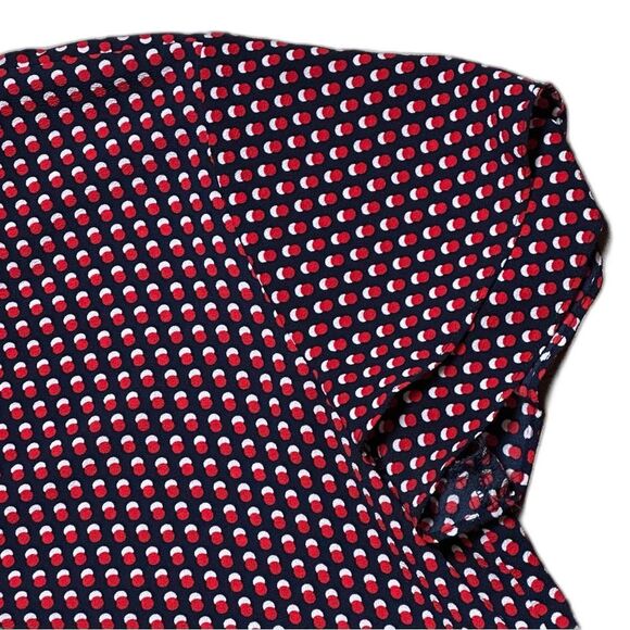 Michael Kors Patriotic Blouse Red White Blue Dot Top Flowy Cross Over Sz M - Picture 6 of 6